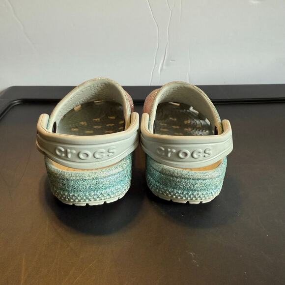 Crocs Classic Clog Kids C5 Glitter Rainbow Ombre Sparkle Slip-On Shoes - Picture 7 of 10